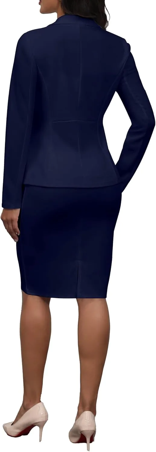 2 Piece Outfits for Women Solid Blazer Jacket Skirts Sets Two Piece Business Formal Suit Sets