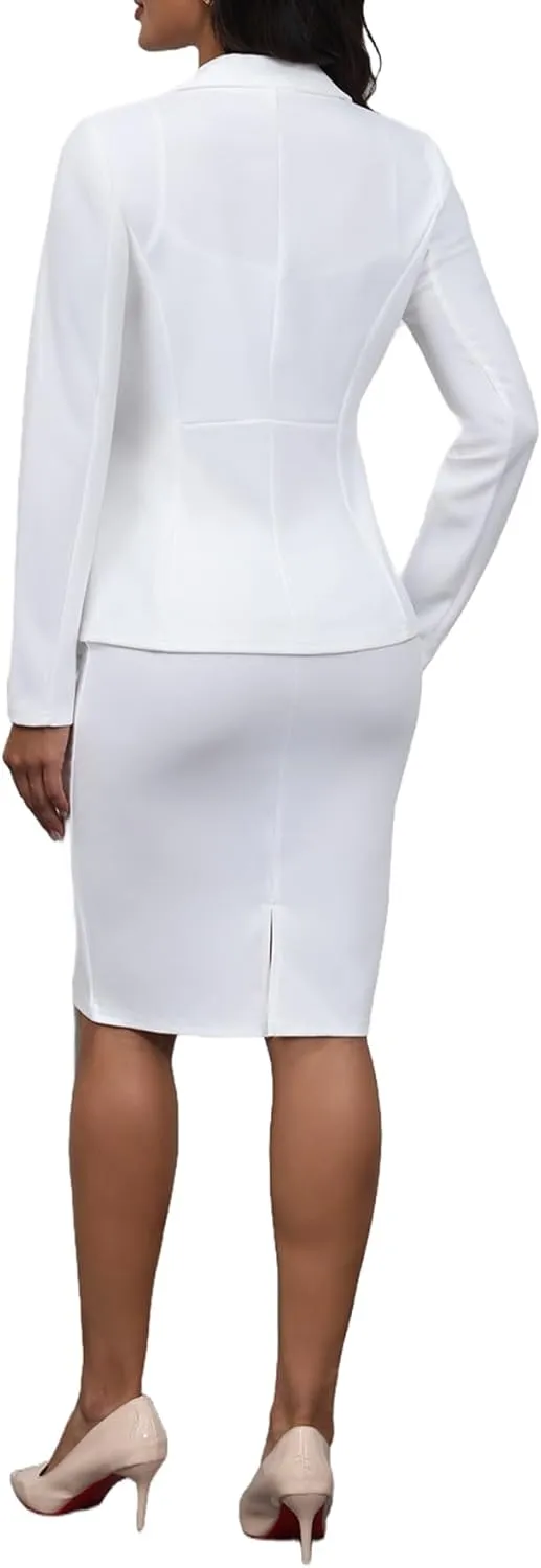 2 Piece Outfits for Women Solid Blazer Jacket Skirts Sets Two Piece Business Formal Suit Sets