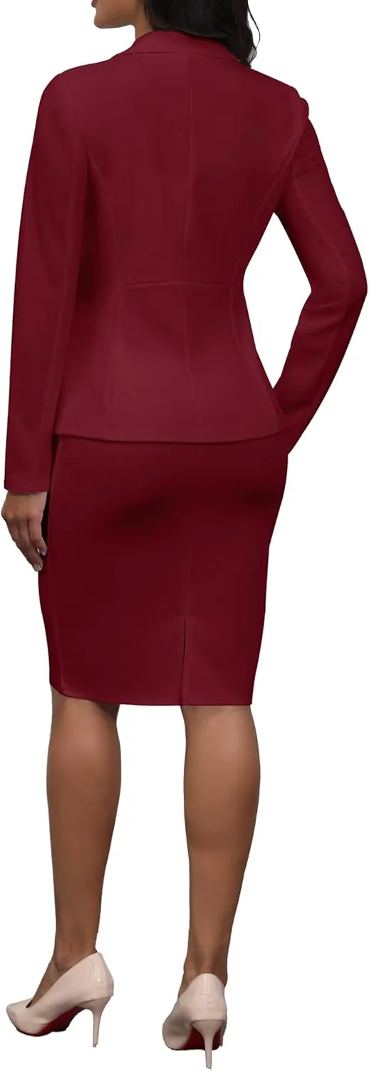 2 Piece Outfits for Women Solid Blazer Jacket Skirts Sets Two Piece Business Formal Suit Sets