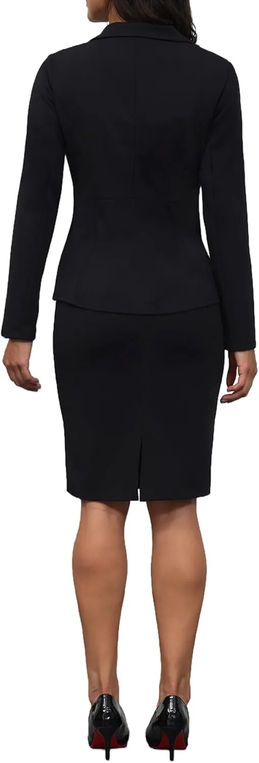 2 Piece Outfits for Women Solid Blazer Jacket Skirts Sets Two Piece Business Formal Suit Sets