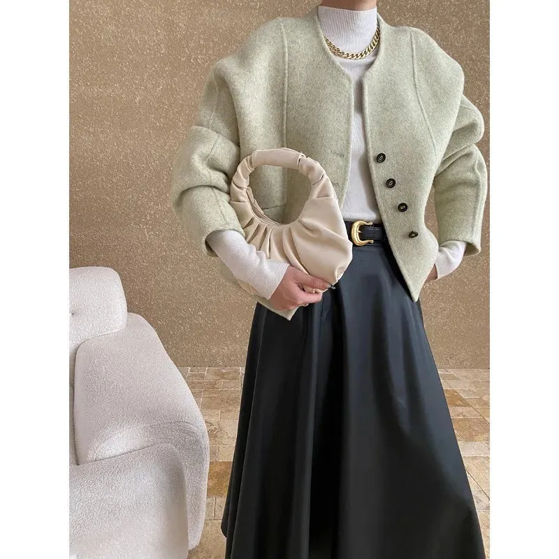 Amozae-Autumn Casual Outfits Amozae-Cutting Shaped Wool Double-sided Jacket