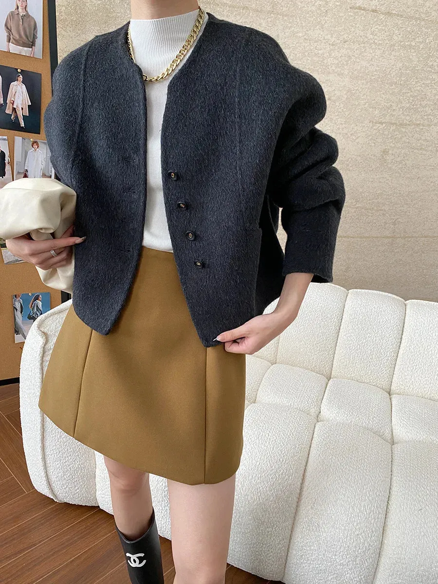 Amozae-Autumn Casual Outfits Amozae-Cutting Shaped Wool Double-sided Jacket