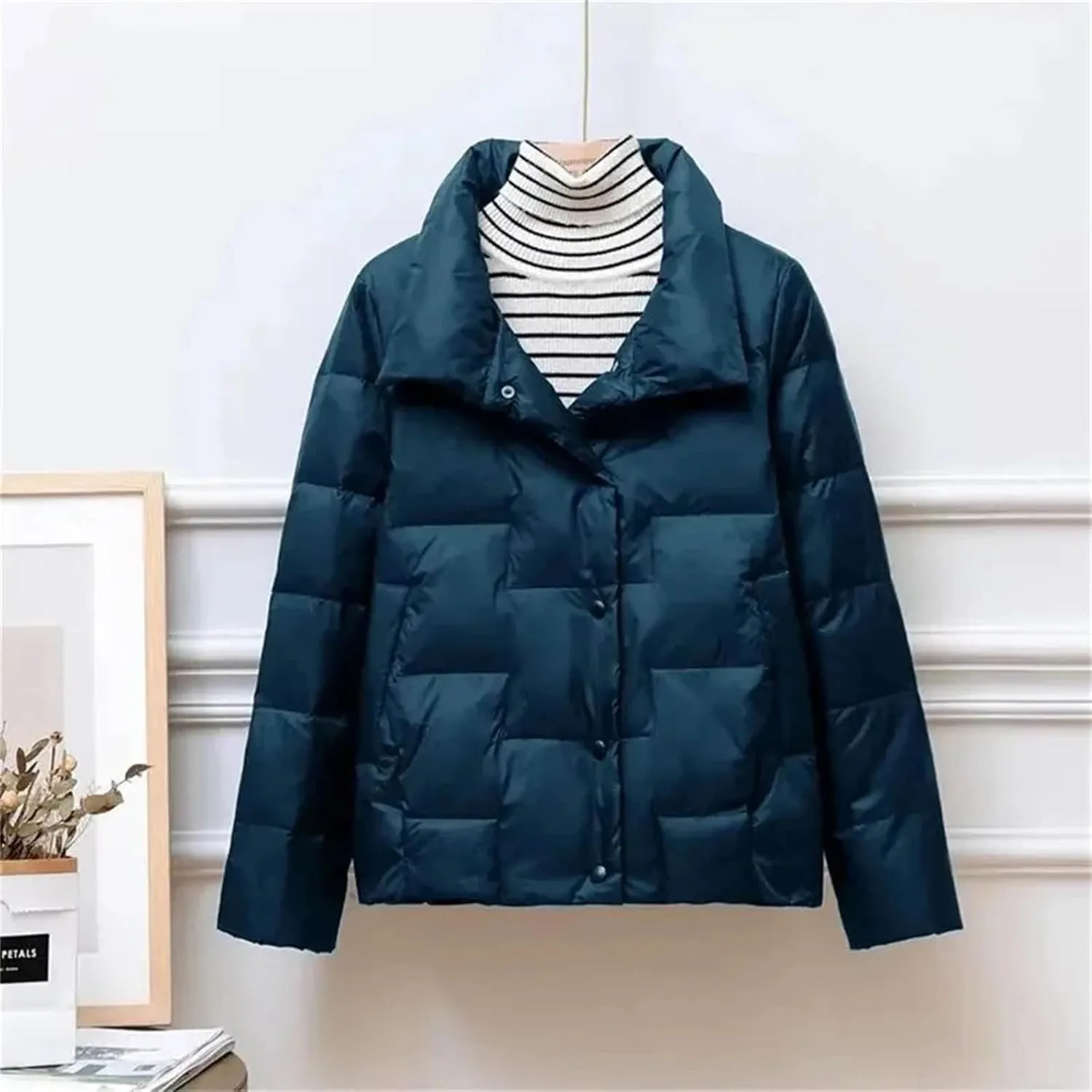 Autumn Winter Lightweight Women's Down Cotton Jacket Padded Coat Stand Collar Parkas Ultra-Light Short