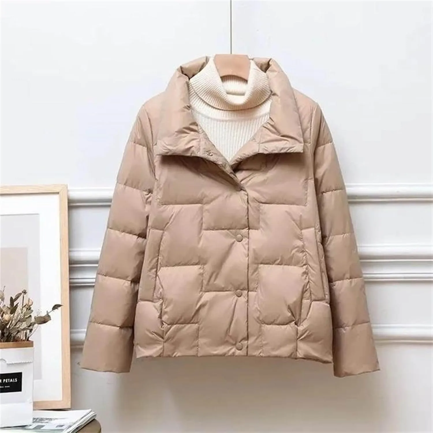 Autumn Winter Lightweight Women's Down Cotton Jacket Padded Coat Stand Collar Parkas Ultra-Light Short
