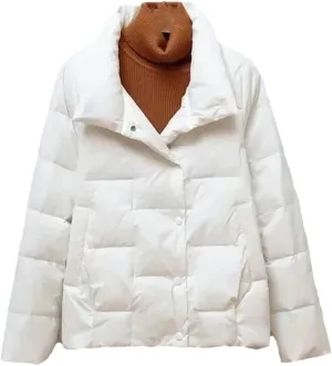 Autumn Winter Lightweight Women's Down Cotton Jacket Padded Coat Stand Collar Parkas Ultra-Light Short