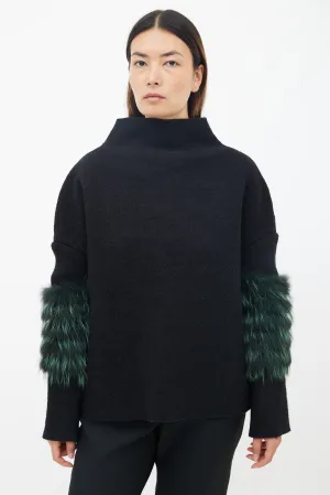 Black Billie Fur Sleeve Sweater
