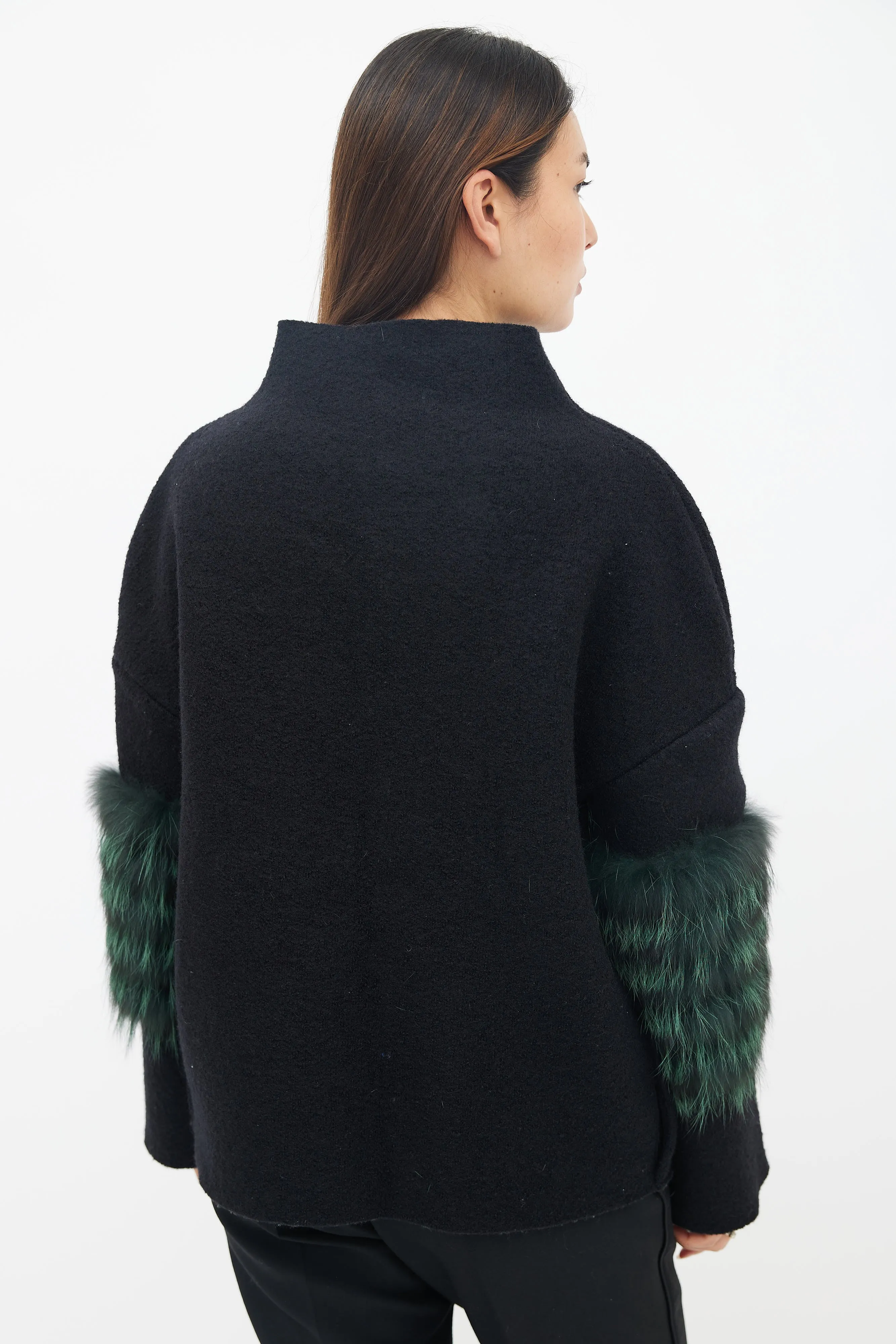 Black Billie Fur Sleeve Sweater