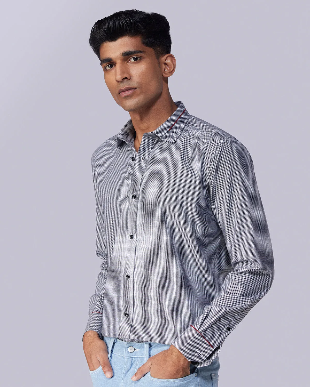 Black Brushed Houndstooth Shirt