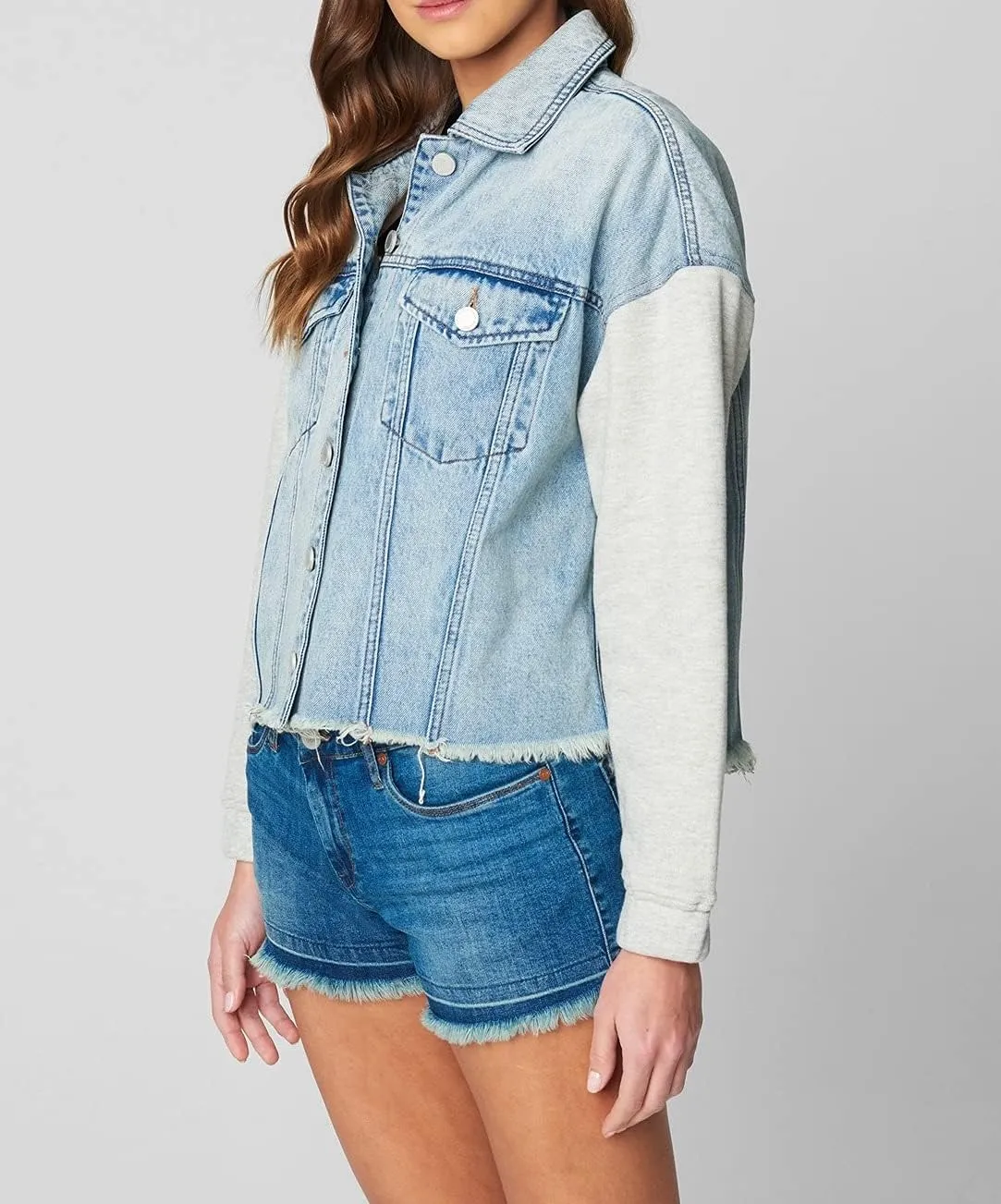 [BLANKNYC] womens Luxury Clothing Hooded Denim Jacket, Comfortable & Stylish Coat