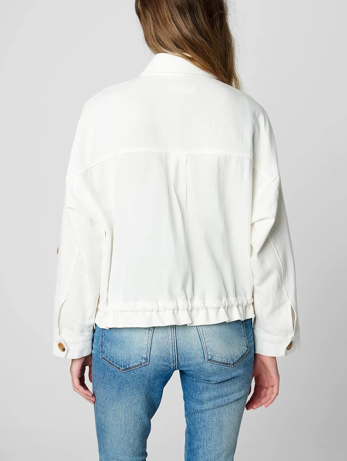 [BLANKNYC] womens Luxury Clothing Linen Utility Jacket With Pockets, Comfortable & Stylish Coat