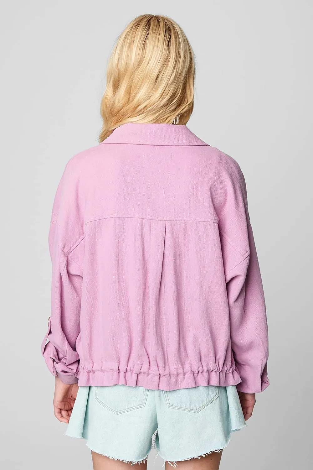 [BLANKNYC] womens Luxury Clothing Linen Utility Jacket With Pockets, Comfortable & Stylish Coat