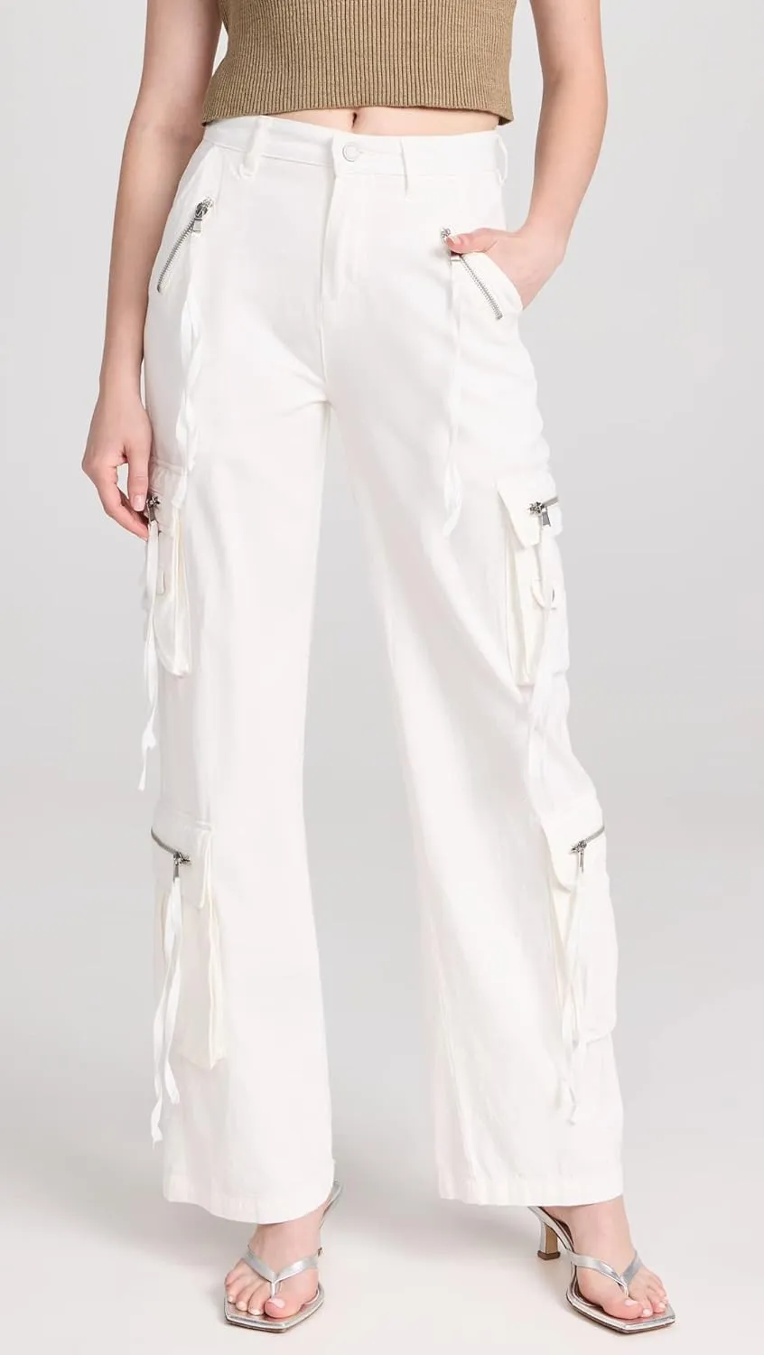 [BLANKNYC] Womens Luxury Clothing Rib Cage Wide Leg Oversized Cargo Pants, Comfortable & Stylish