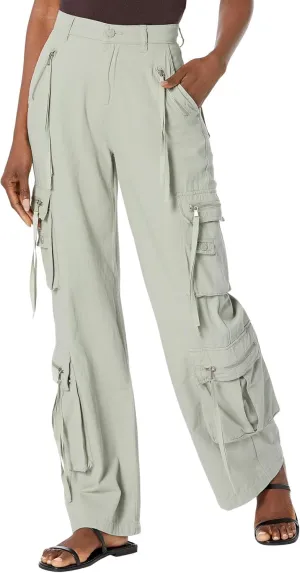 [BLANKNYC] Womens Luxury Clothing Rib Cage Wide Leg Oversized Cargo Pants, Comfortable & Stylish
