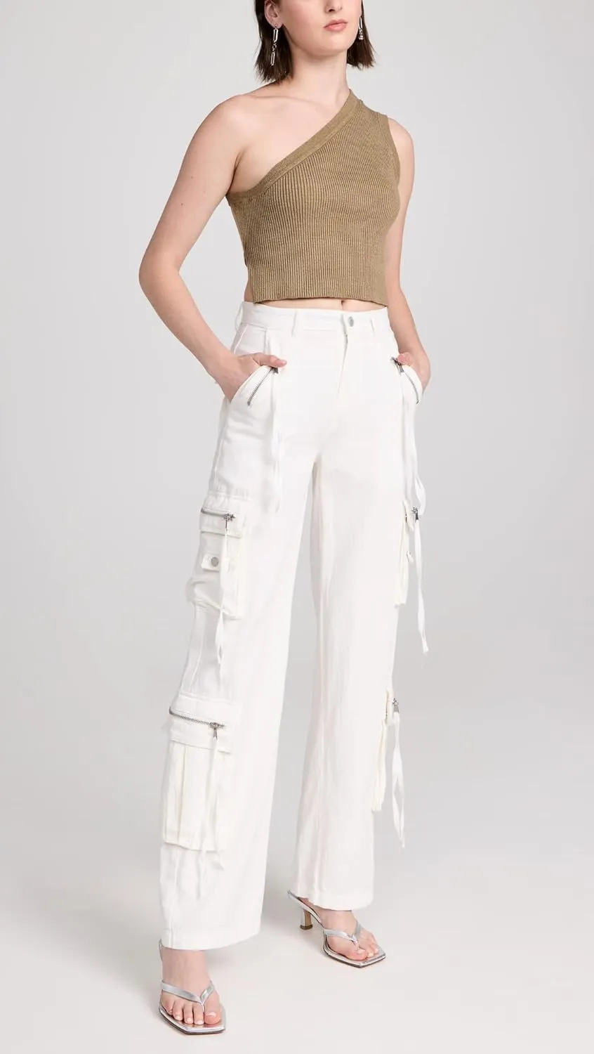 [BLANKNYC] Womens Luxury Clothing Rib Cage Wide Leg Oversized Cargo Pants, Comfortable & Stylish