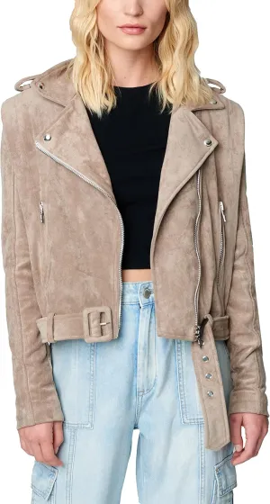 [BLANKNYC] Womens Luxury Clothing Suede Moto Jacket, Comfortable & Stylish Coat