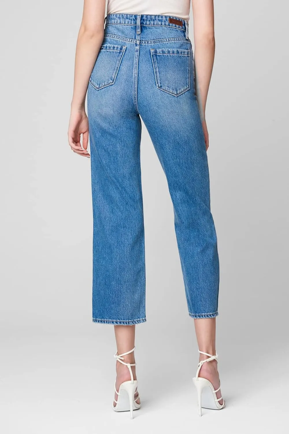 [BLANKNYC] Womens Medium Wash Five Pocket High Straight Leg Jeans, Stylish & Comfortable Pants