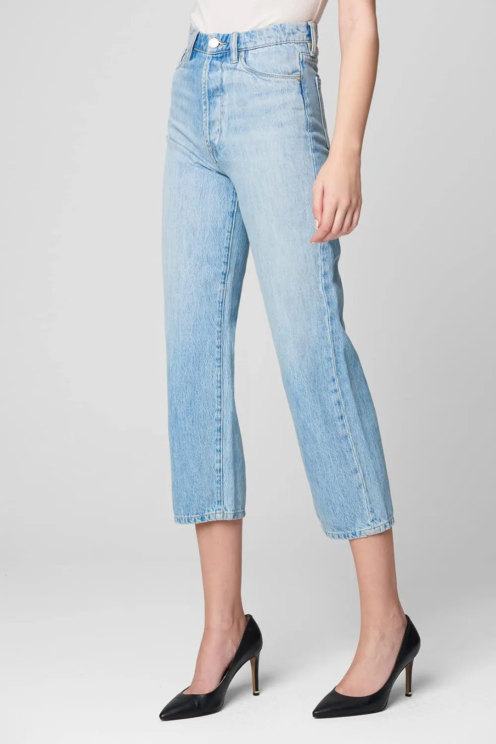 [BLANKNYC] Womens Medium Wash Five Pocket High Straight Leg Jeans, Stylish & Comfortable Pants