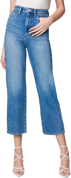 [BLANKNYC] Womens Medium Wash Five Pocket High Straight Leg Jeans, Stylish & Comfortable Pants