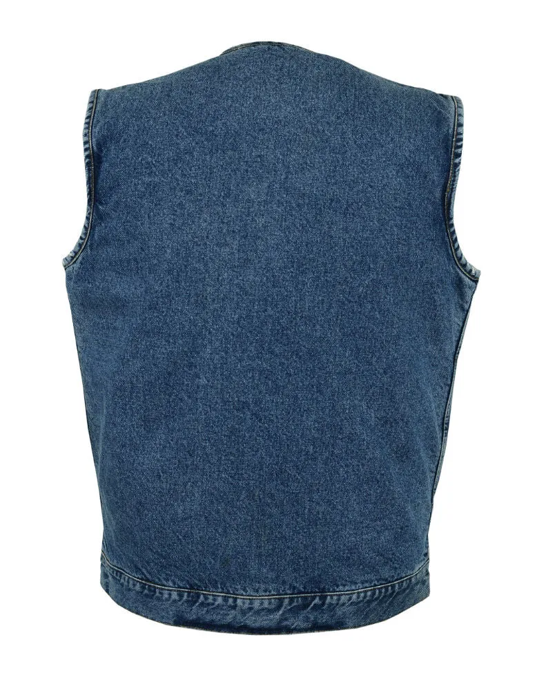 BU Concealed Snaps, Denim Material, Hidden Zipper, w/o Collar