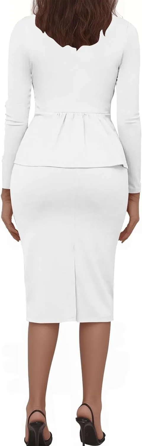 Canbebig Womens Suits 2 Piece Set Lapel Blazer and Pencil Skirt Dressy Suits Business Skirt Suits Work Office Fashion Outfits