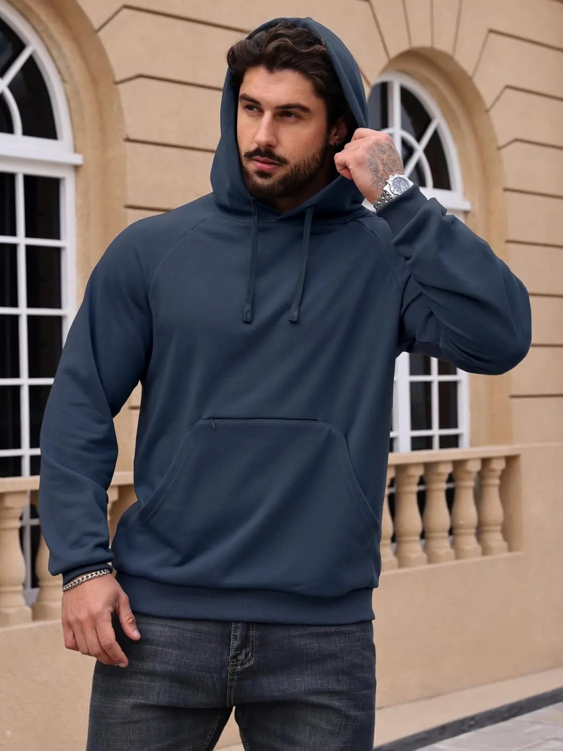 CARWORNIC Men's Hoodies Pullover Soft Hooded Sweatshirts Long Sleeve Casual Hoodies with Zipper Pocket