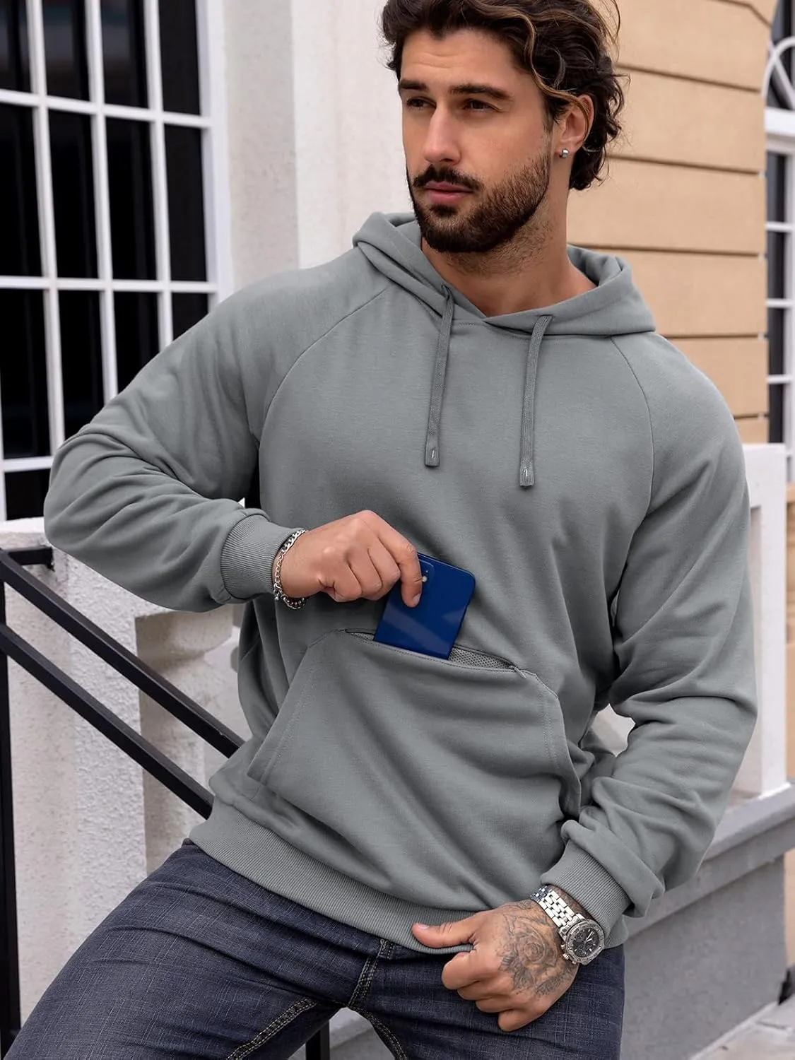CARWORNIC Men's Hoodies Pullover Soft Hooded Sweatshirts Long Sleeve Casual Hoodies with Zipper Pocket
