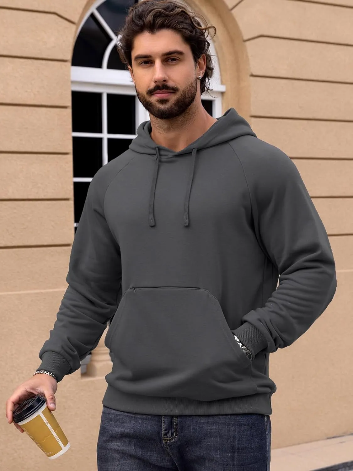 CARWORNIC Men's Hoodies Pullover Soft Hooded Sweatshirts Long Sleeve Casual Hoodies with Zipper Pocket