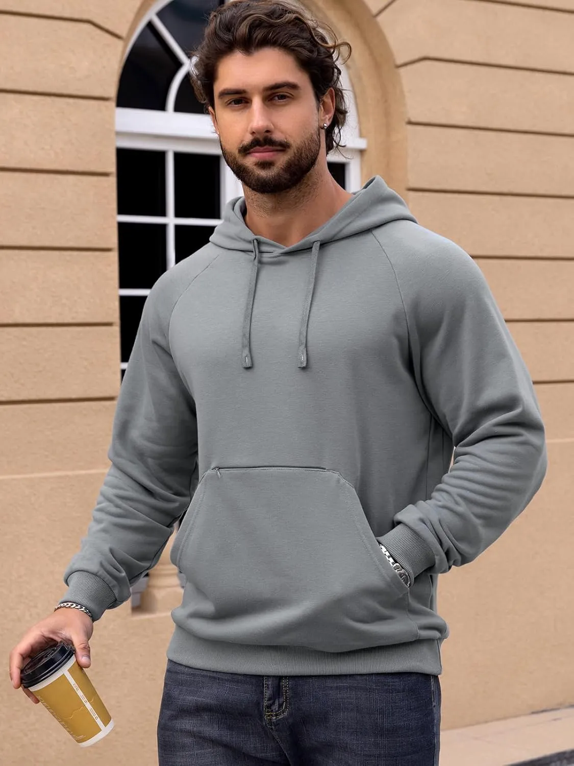 CARWORNIC Men's Hoodies Pullover Soft Hooded Sweatshirts Long Sleeve Casual Hoodies with Zipper Pocket
