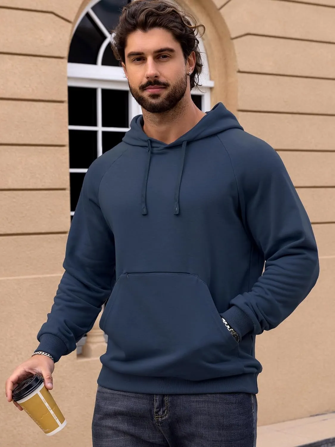 CARWORNIC Men's Hoodies Pullover Soft Hooded Sweatshirts Long Sleeve Casual Hoodies with Zipper Pocket