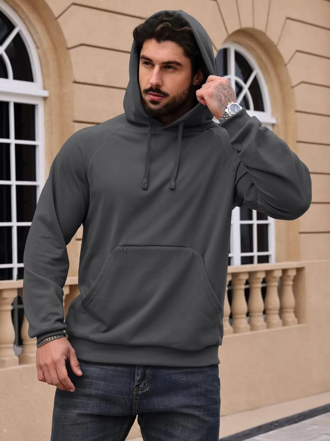 CARWORNIC Men's Hoodies Pullover Soft Hooded Sweatshirts Long Sleeve Casual Hoodies with Zipper Pocket