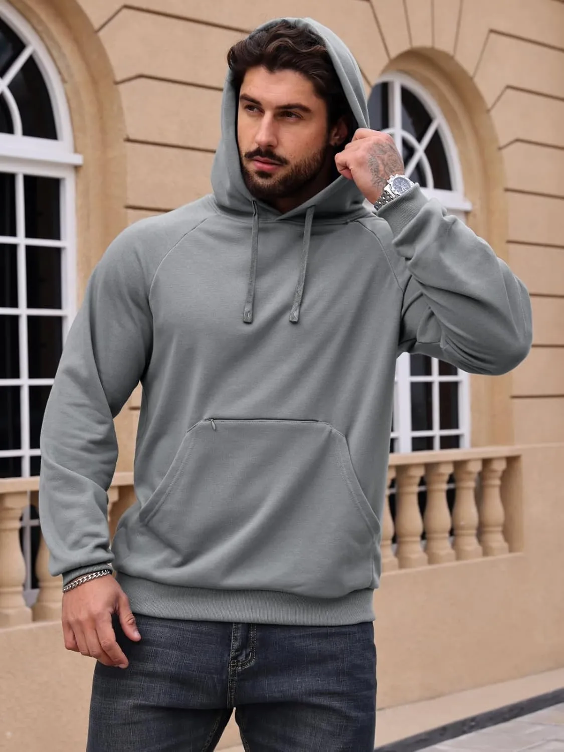 CARWORNIC Men's Hoodies Pullover Soft Hooded Sweatshirts Long Sleeve Casual Hoodies with Zipper Pocket