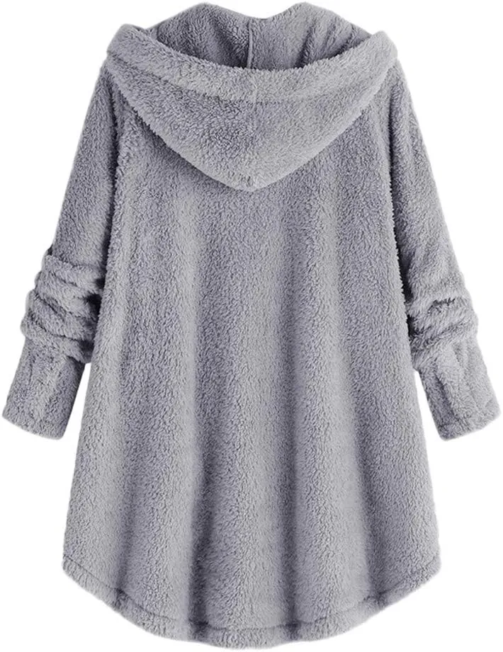 Ceboyel Women Teddy Sweatshirt Jacket Fleece Sweater Hoodies Fuzzy Sherpa Cute Pullover Tops Warm Fall Winter Clothing