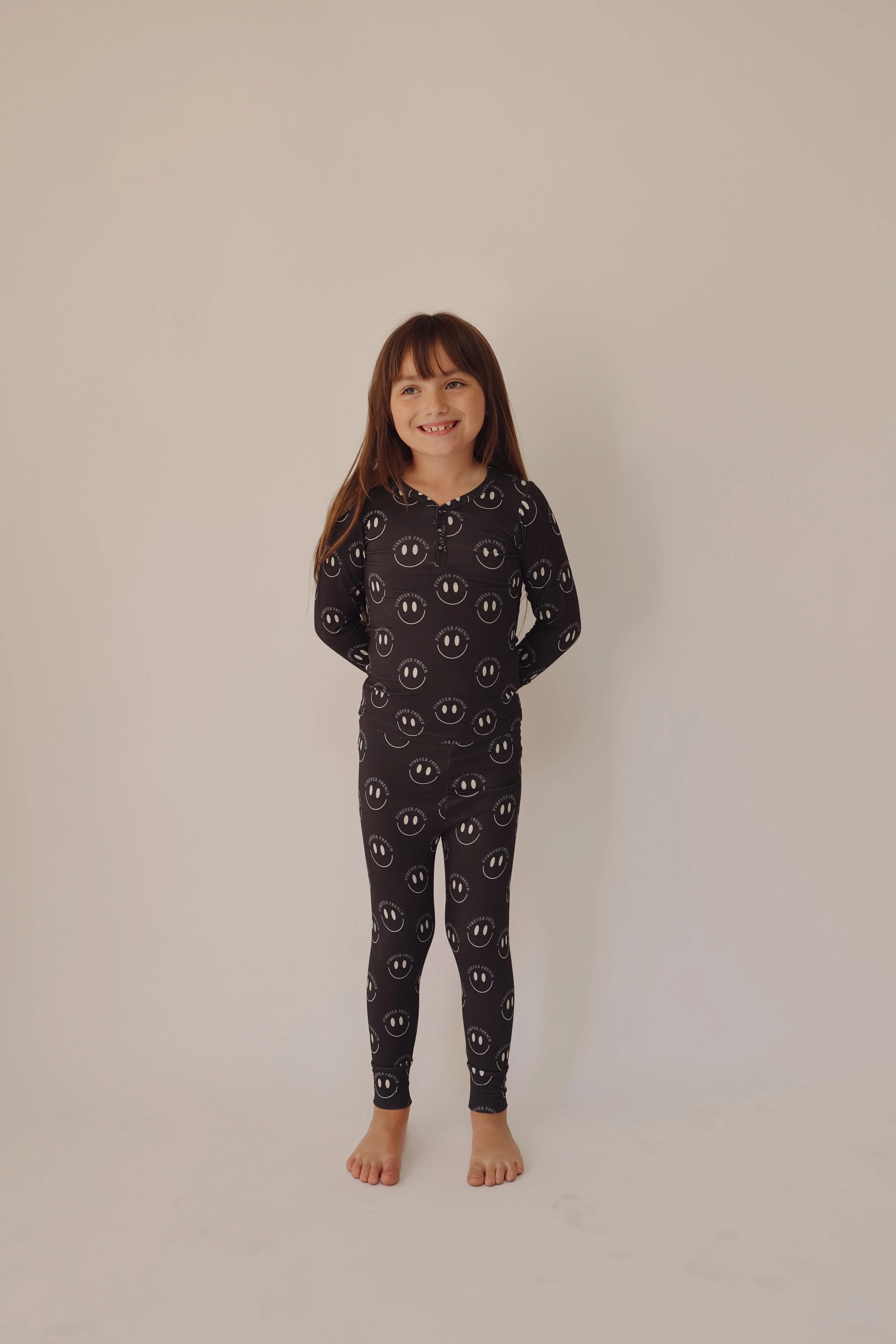 Charcoal & FF White Smile | Bamboo Two Piece Pajamas