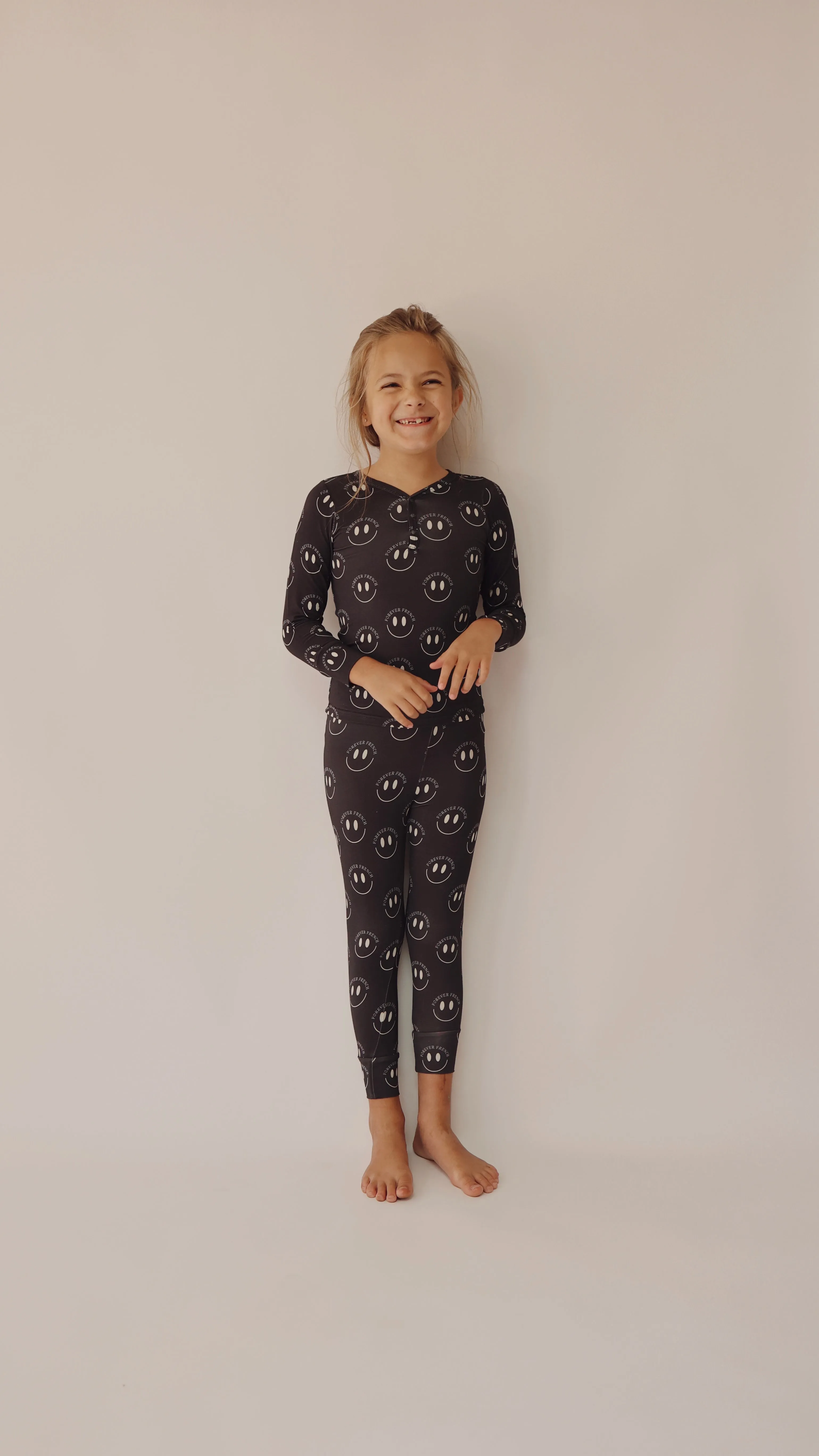 Charcoal & FF White Smile | Bamboo Two Piece Pajamas