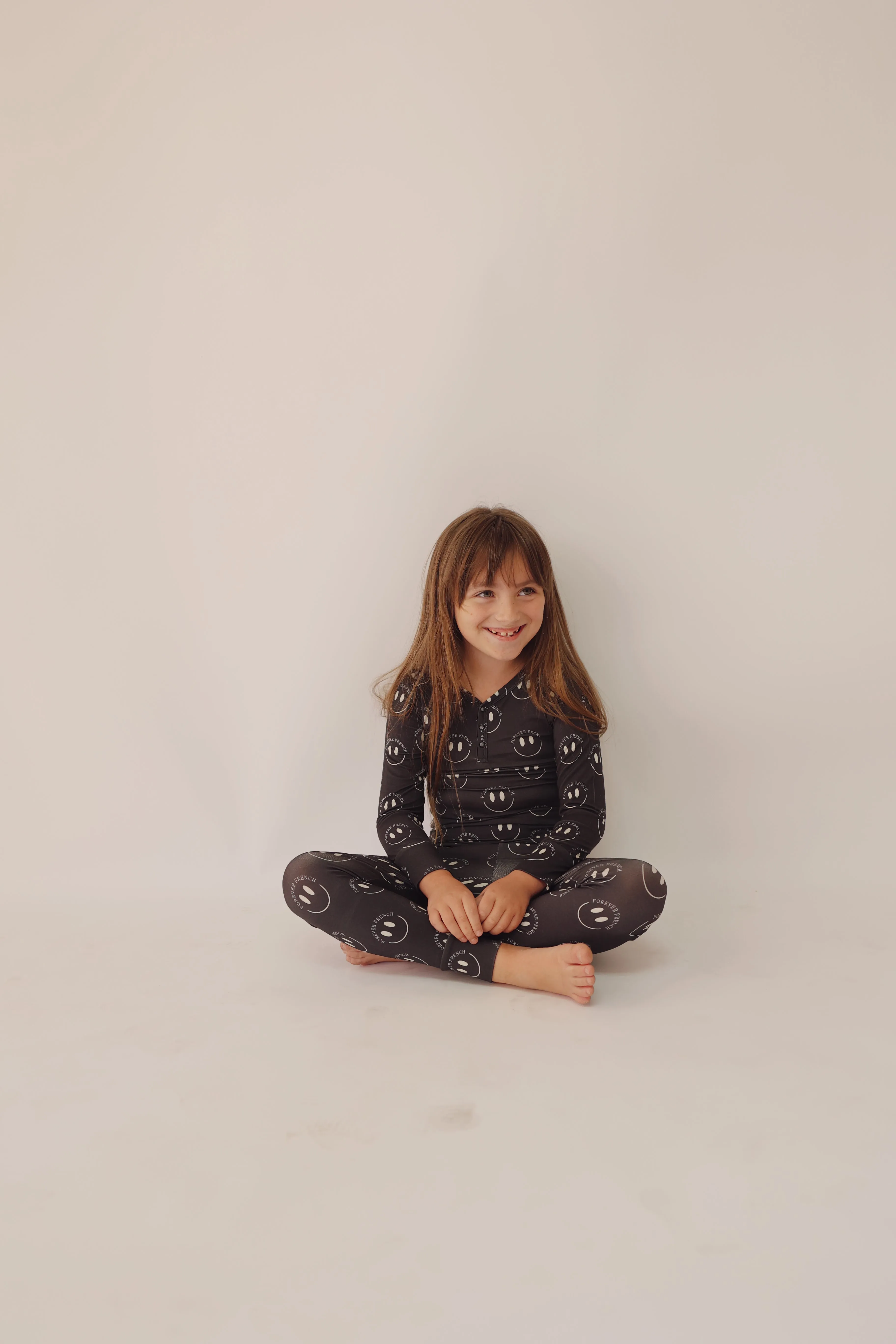 Charcoal & FF White Smile | Bamboo Two Piece Pajamas