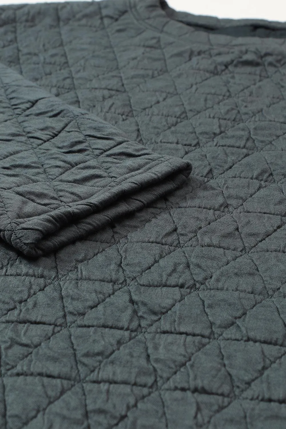 Charcoal Quilted Casual Set: Pullover & Trousers Combo