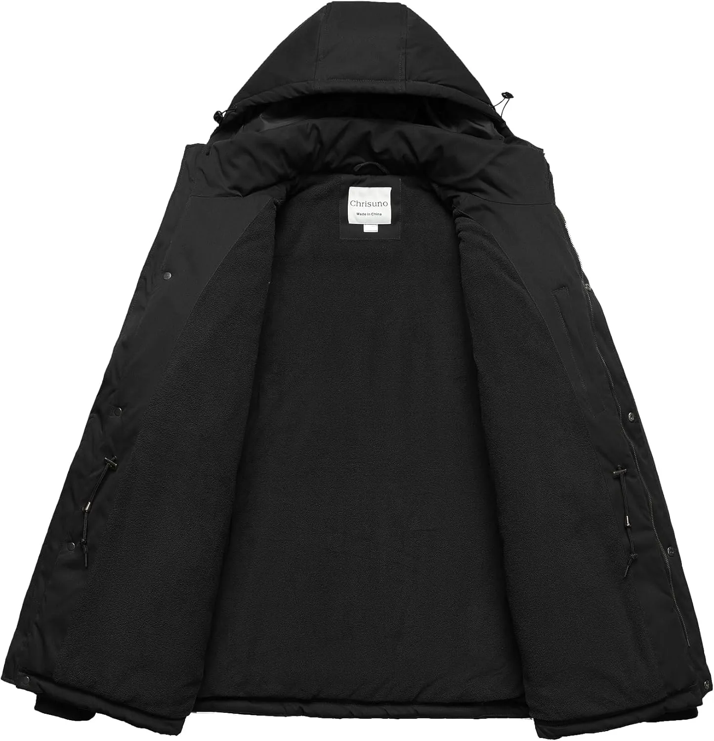 Chrisuno Men's Big and Tall Winter Coat Insulated Military Parka Jacket Waterproof Fleece Lined Thickened Detachable Hood