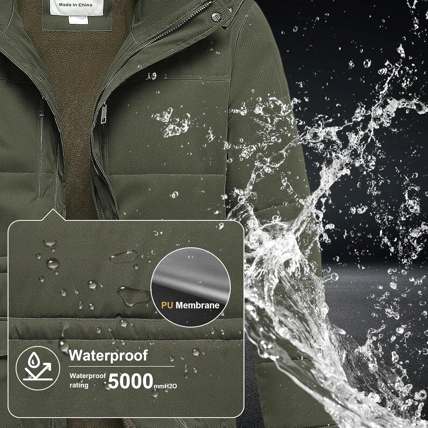 Chrisuno Men's Big and Tall Winter Coat Insulated Military Parka Jacket Waterproof Fleece Lined Thickened Detachable Hood