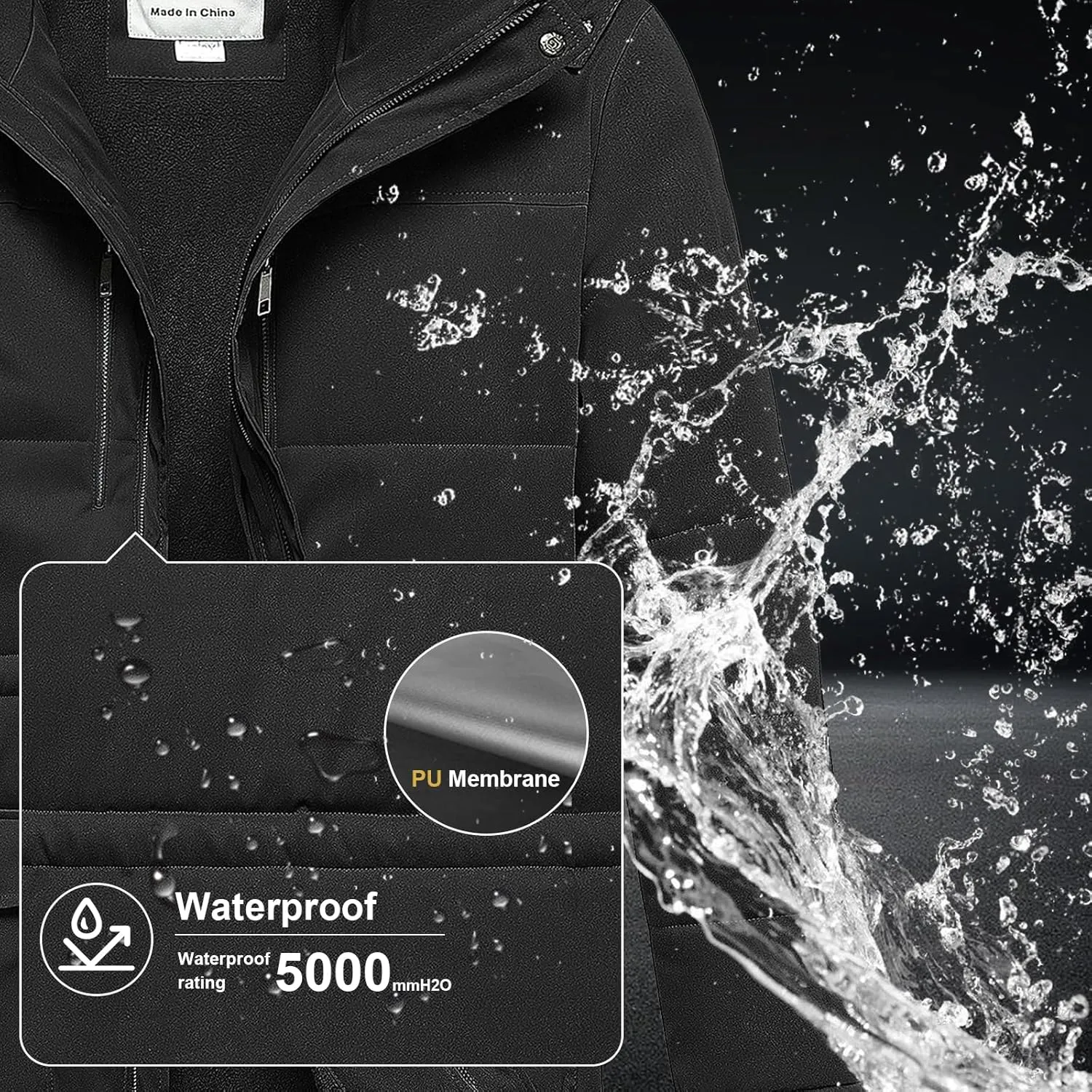 Chrisuno Men's Big and Tall Winter Coat Insulated Military Parka Jacket Waterproof Fleece Lined Thickened Detachable Hood