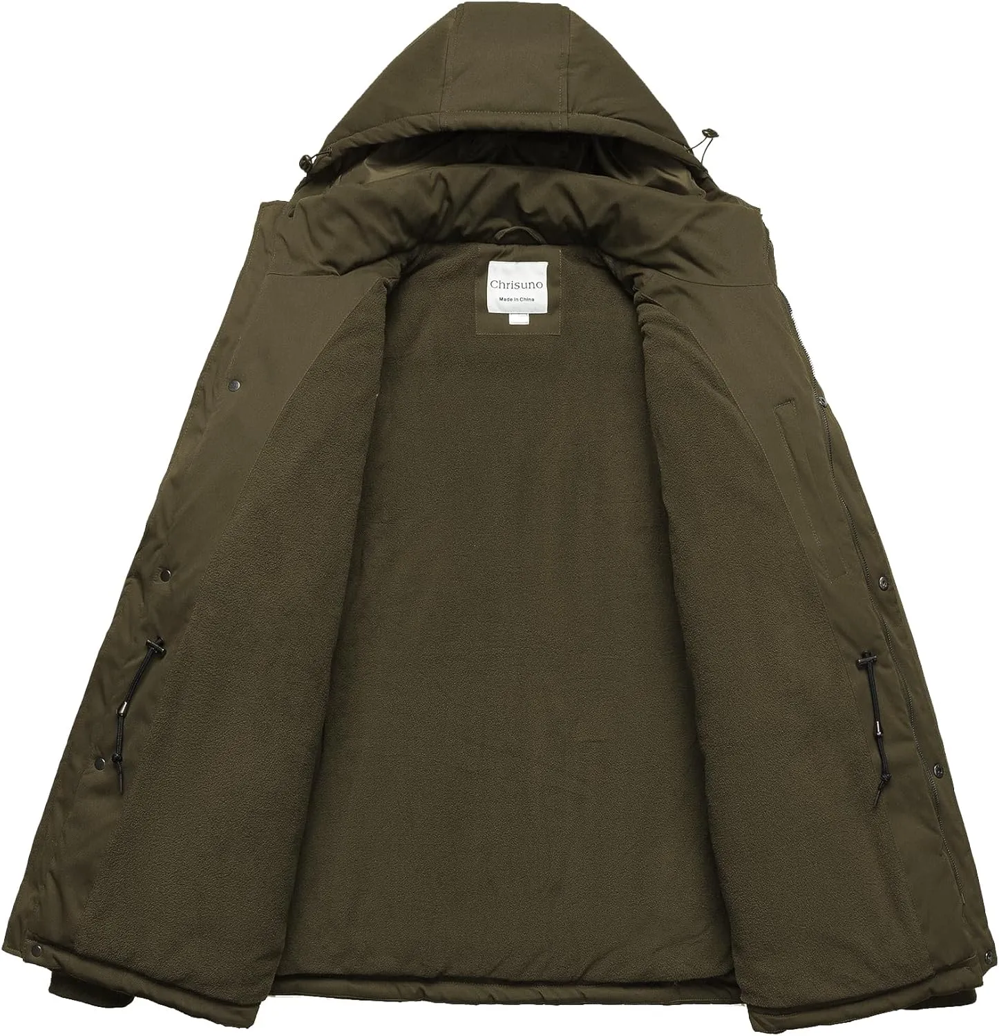 Chrisuno Men's Big and Tall Winter Coat Insulated Military Parka Jacket Waterproof Fleece Lined Thickened Detachable Hood