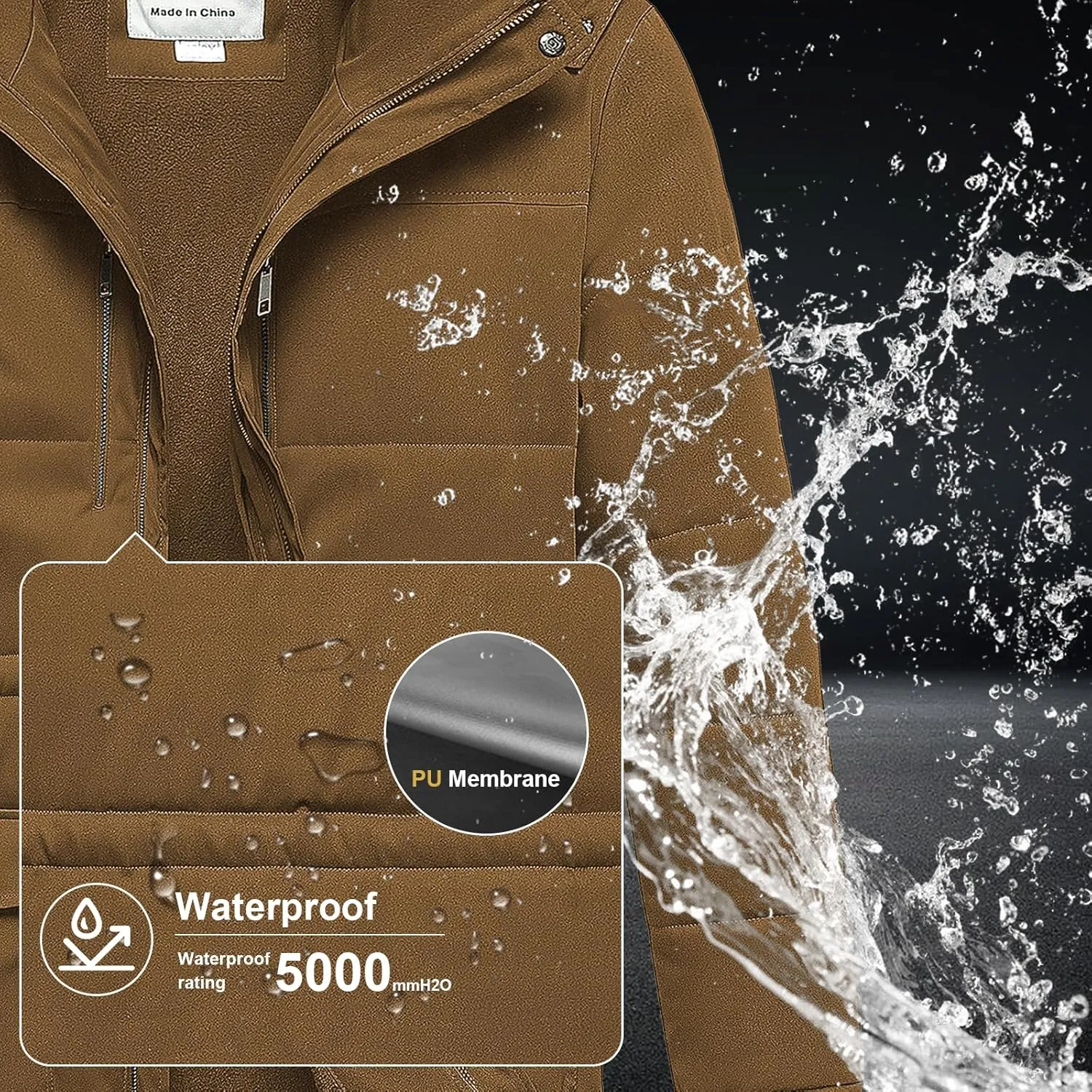 Chrisuno Men's Big and Tall Winter Coat Insulated Military Parka Jacket Waterproof Fleece Lined Thickened Detachable Hood