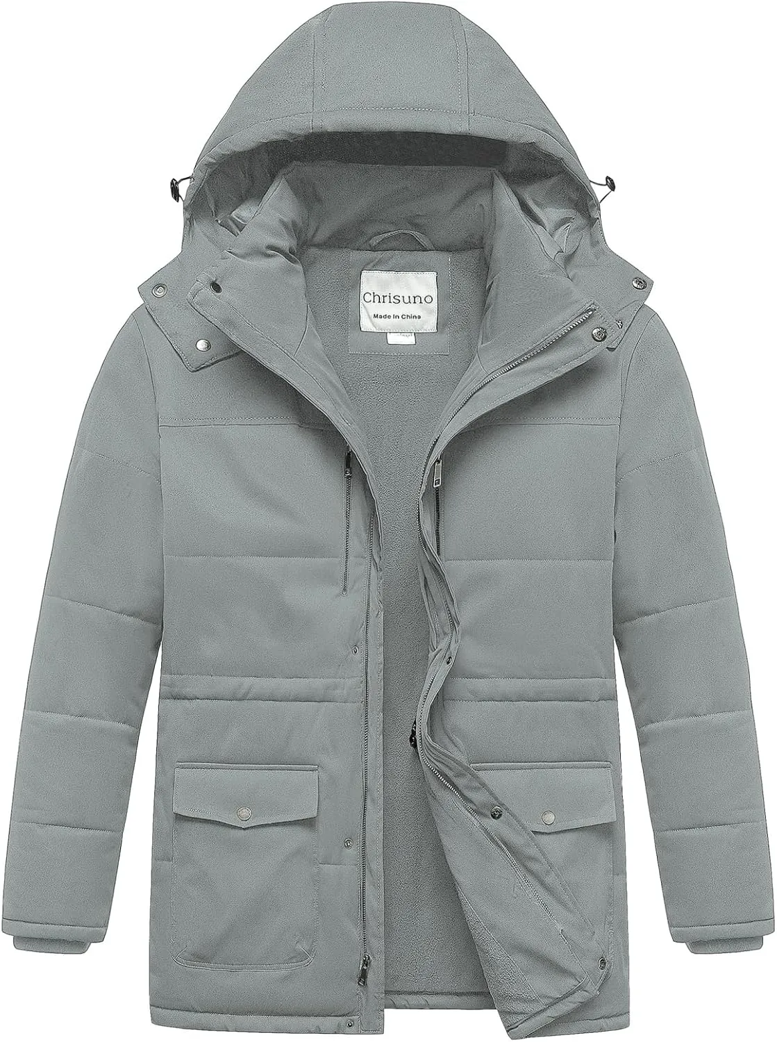Chrisuno Men's Big and Tall Winter Coat Insulated Military Parka Jacket Waterproof Fleece Lined Thickened Detachable Hood