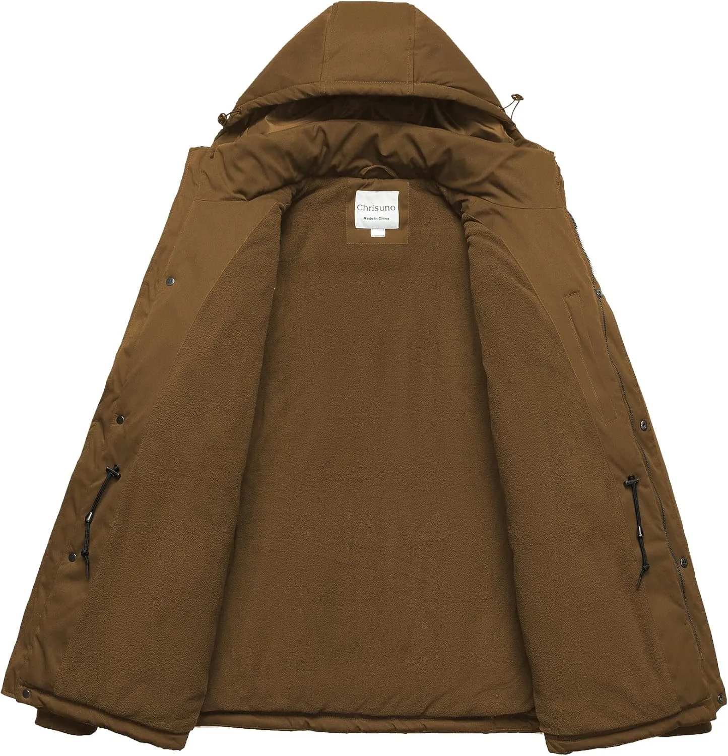 Chrisuno Men's Big and Tall Winter Coat Insulated Military Parka Jacket Waterproof Fleece Lined Thickened Detachable Hood