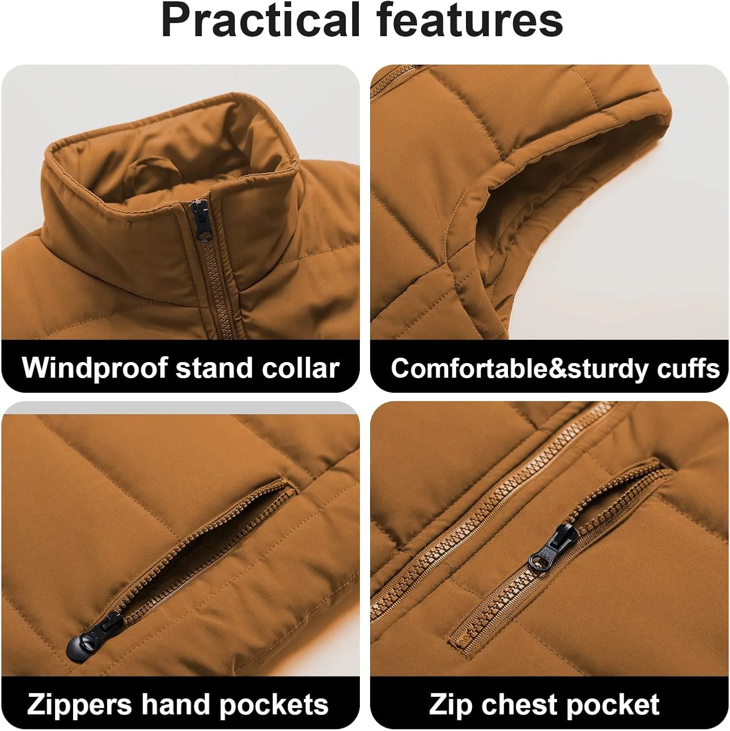 Chrisuno Men's Lightweight Winter Puffer Ski Vest Jacket Packable Outerwear
