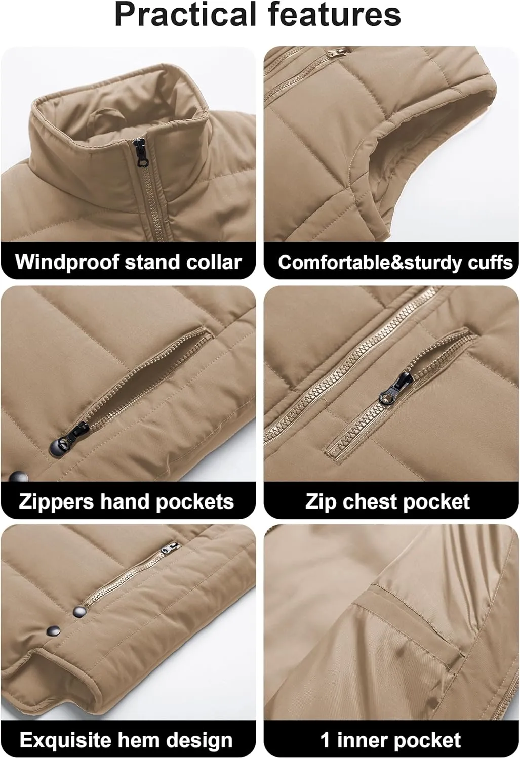 Chrisuno Men's Lightweight Winter Puffer Ski Vest Jacket Packable Outerwear
