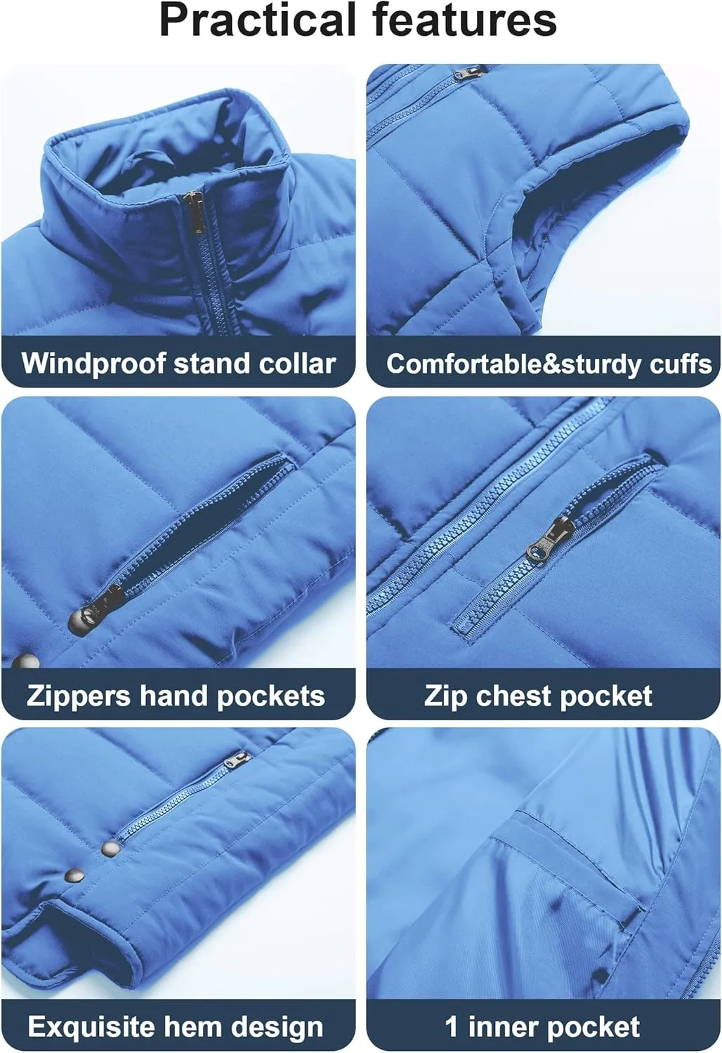 Chrisuno Men's Lightweight Winter Puffer Ski Vest Jacket Packable Outerwear