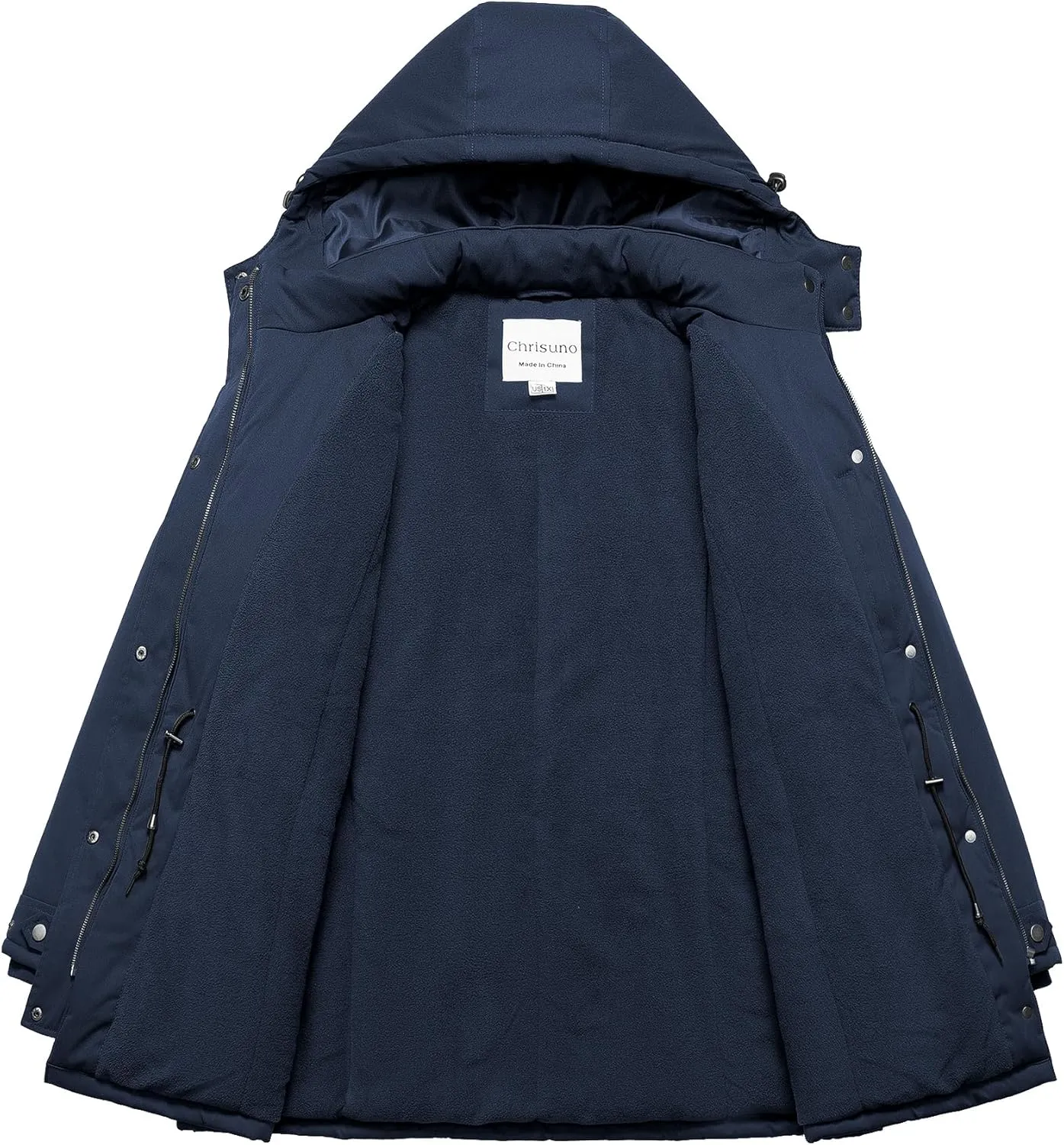 Chrisuno Women's Plus Size Winter Coat Insulated Military Parka Jacket Waterproof Fleece Lined Thickened Detachable Hood
