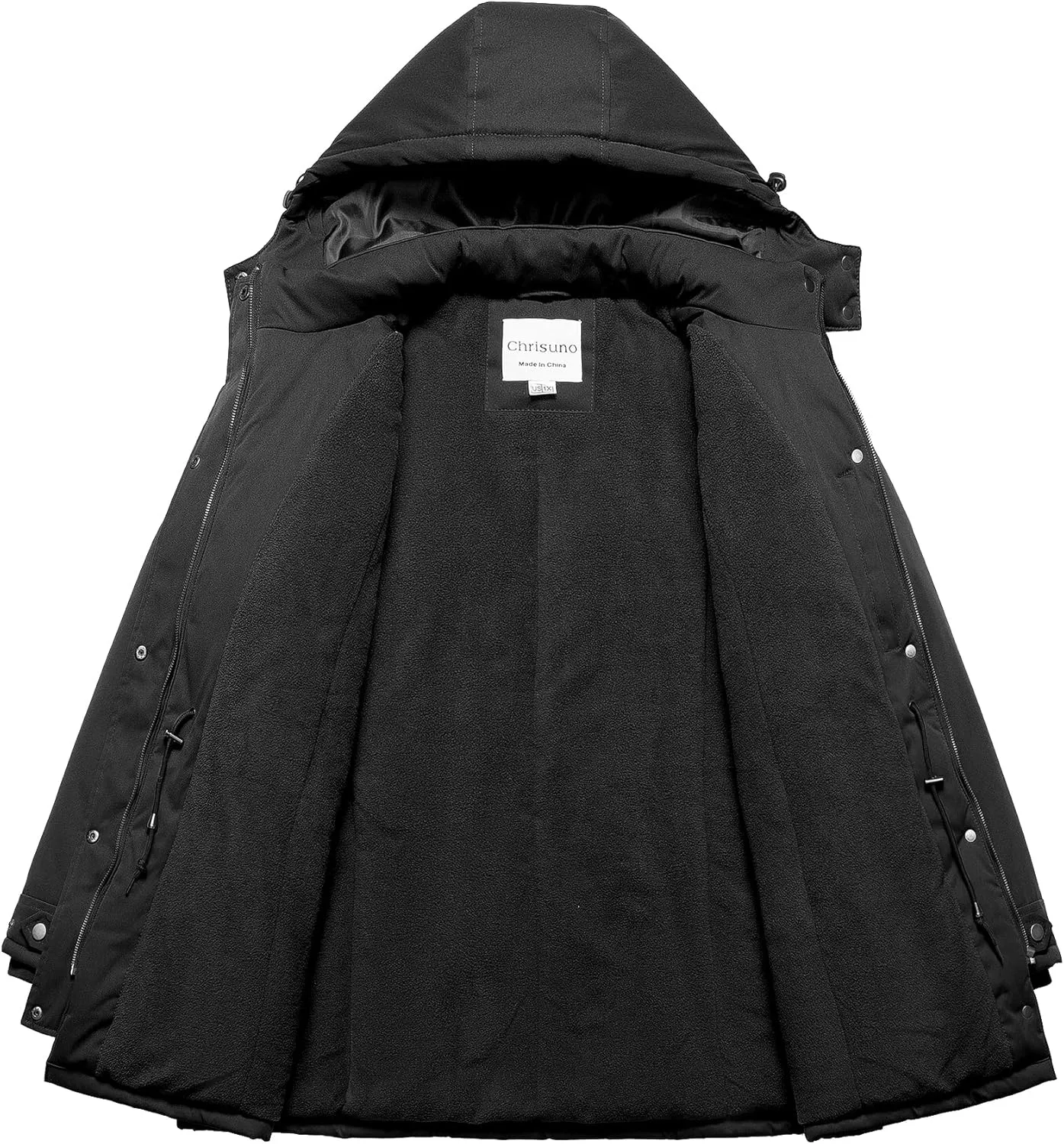 Chrisuno Women's Plus Size Winter Coat Insulated Military Parka Jacket Waterproof Fleece Lined Thickened Detachable Hood
