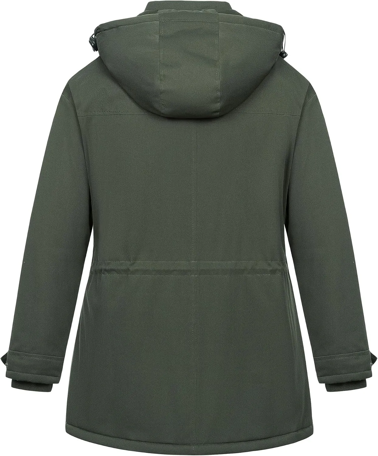Chrisuno Women's Plus Size Winter Coat Insulated Military Parka Jacket Waterproof Fleece Lined Thickened Detachable Hood
