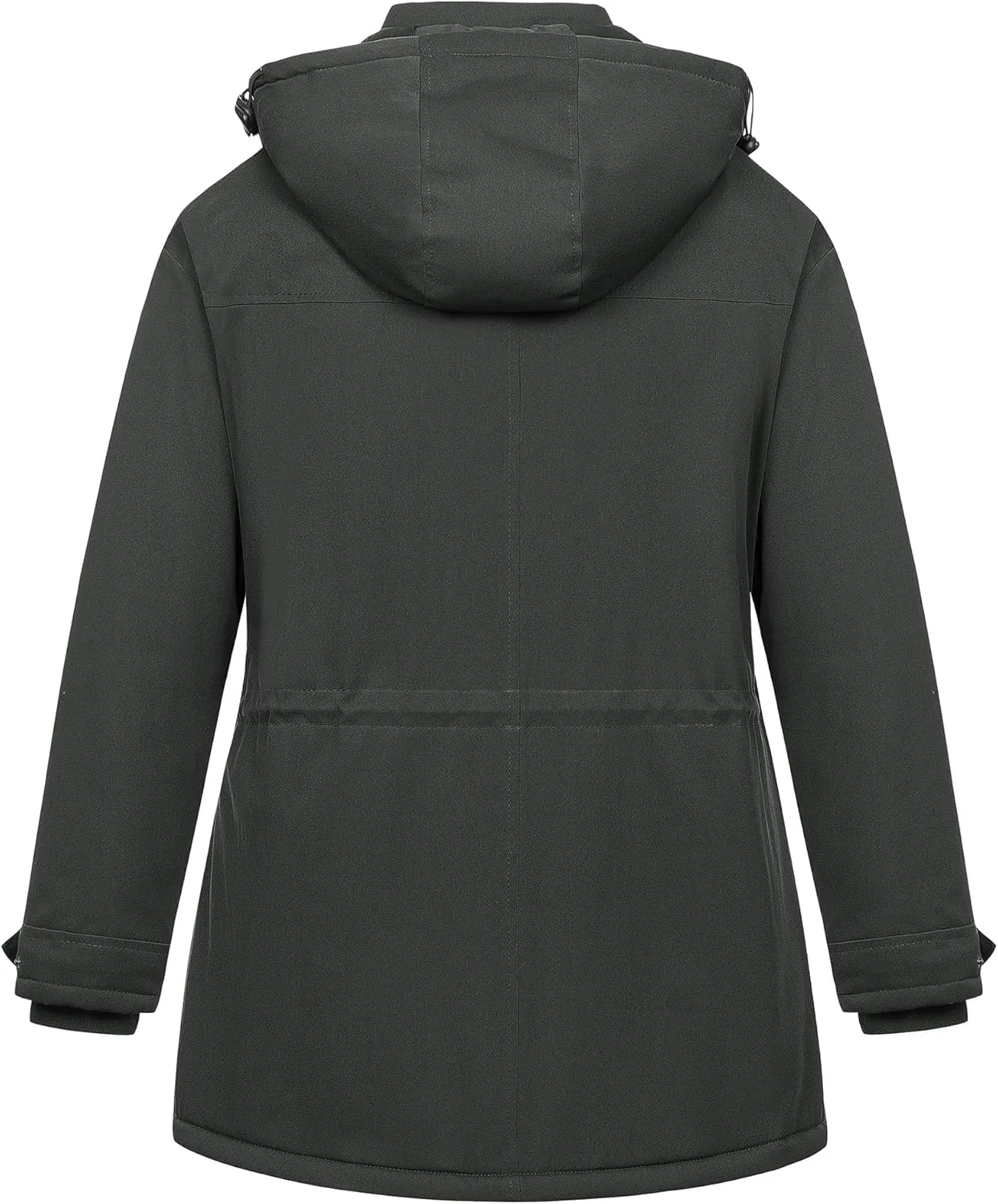 Chrisuno Women's Plus Size Winter Coat Insulated Military Parka Jacket Waterproof Fleece Lined Thickened Detachable Hood